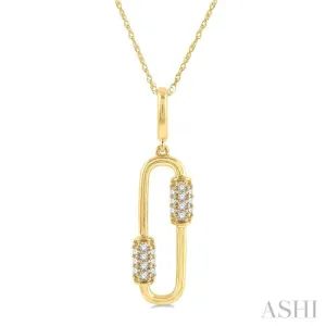 1/10 Ctw Round Cut Diamond Paper Clip Pendant With Chain in 10K Yellow Gold