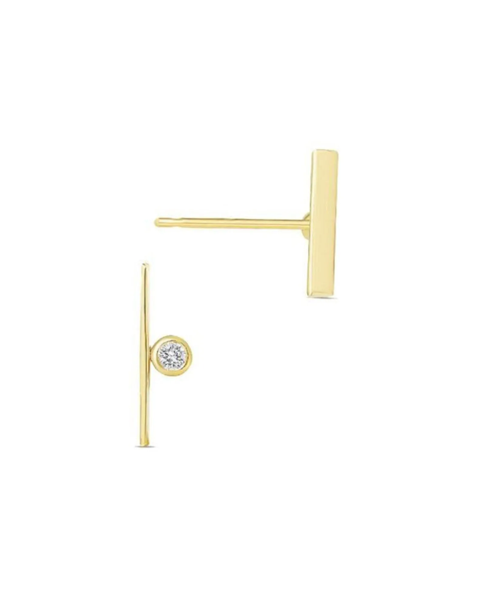 14k Lind bar studs with diamond accent