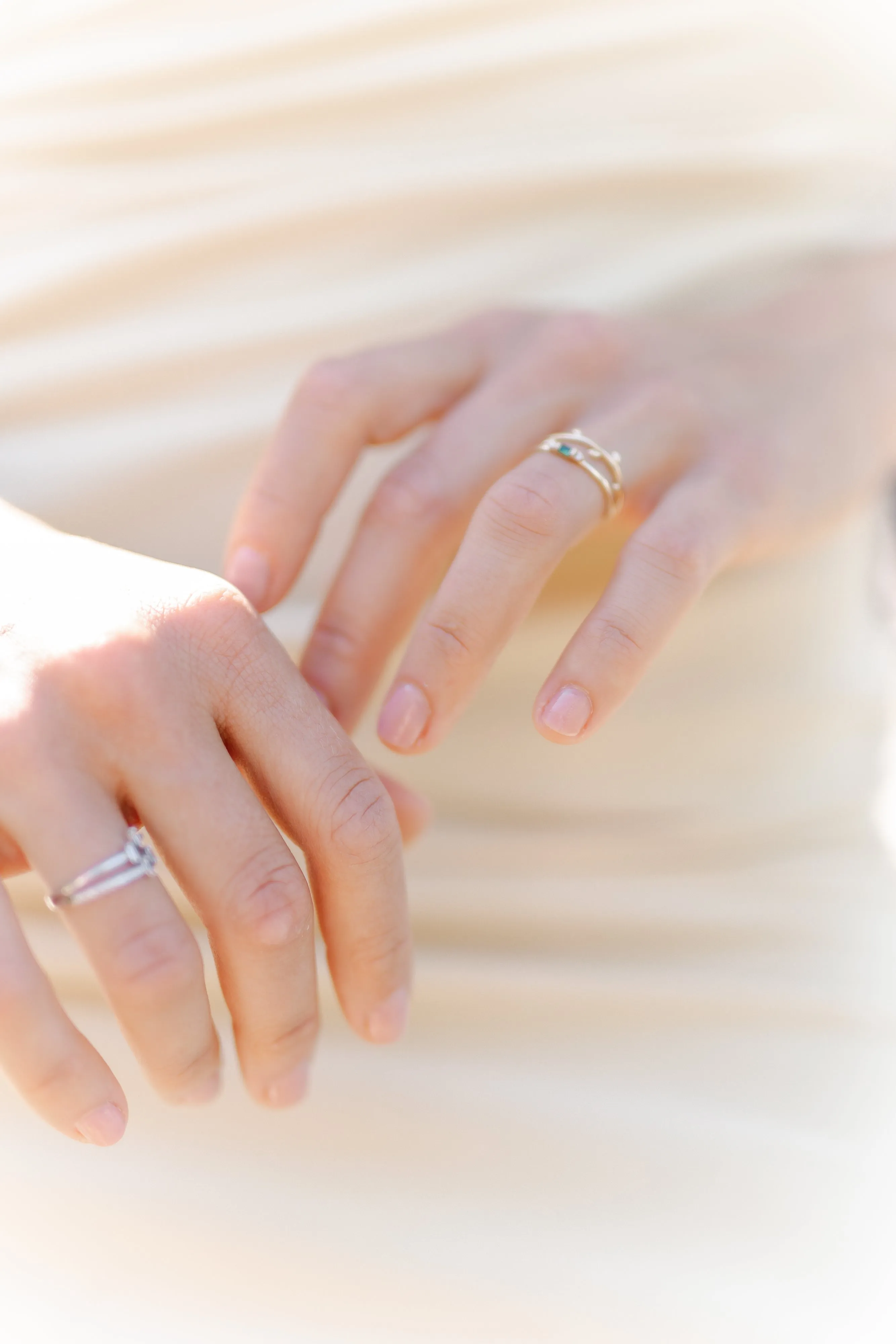 14K Solid Gold Alma Baguette Emerald Ring