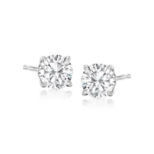 14K White Gold 0.77ctw Round Lab Diamond Solitaire Stud Earrings