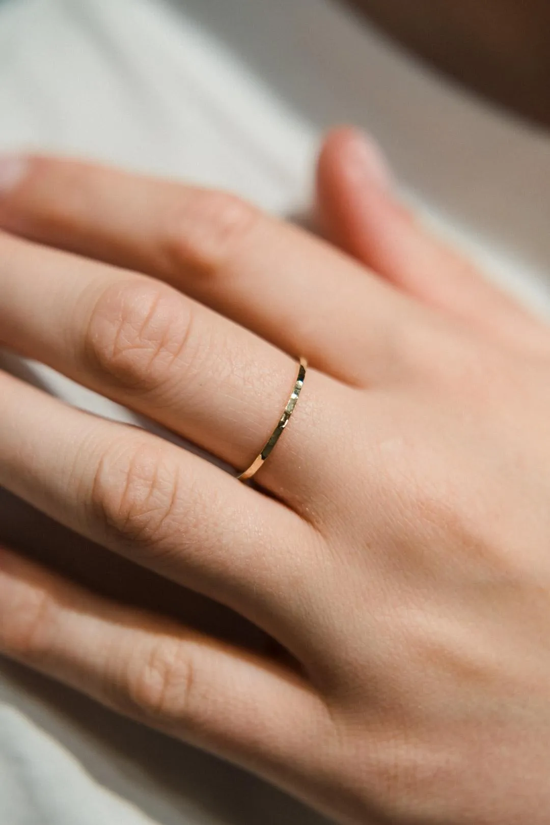 18kt Gold Hammered Stackable Ring