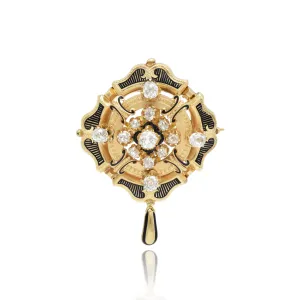 18KT Yellow Gold Victorian Era Diamond Brooch/Pendant