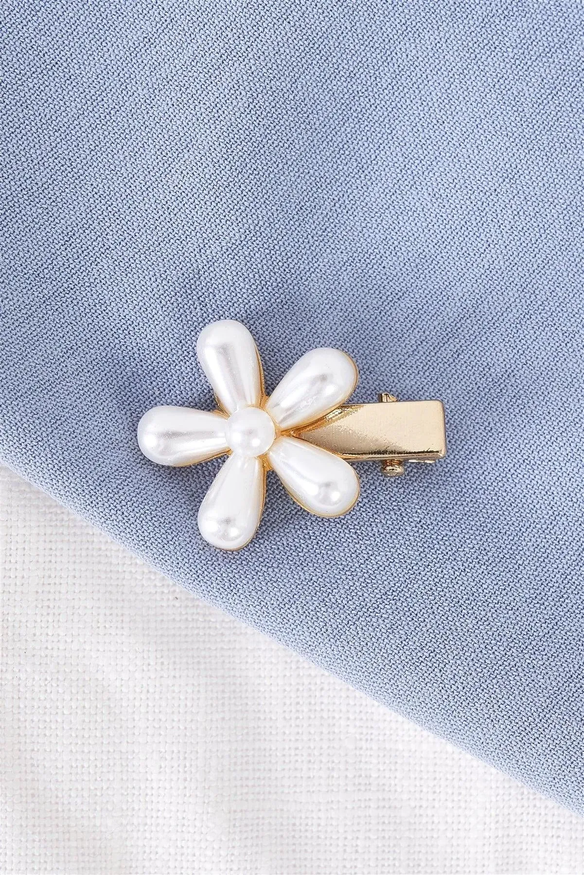 3pcs Small Gold Pearl Flower Alligator Hair Clip