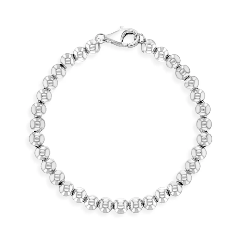 4.5-5.5" Round Bead CZ Baby / Toddler / Kids Bracelet - Sterling Silver