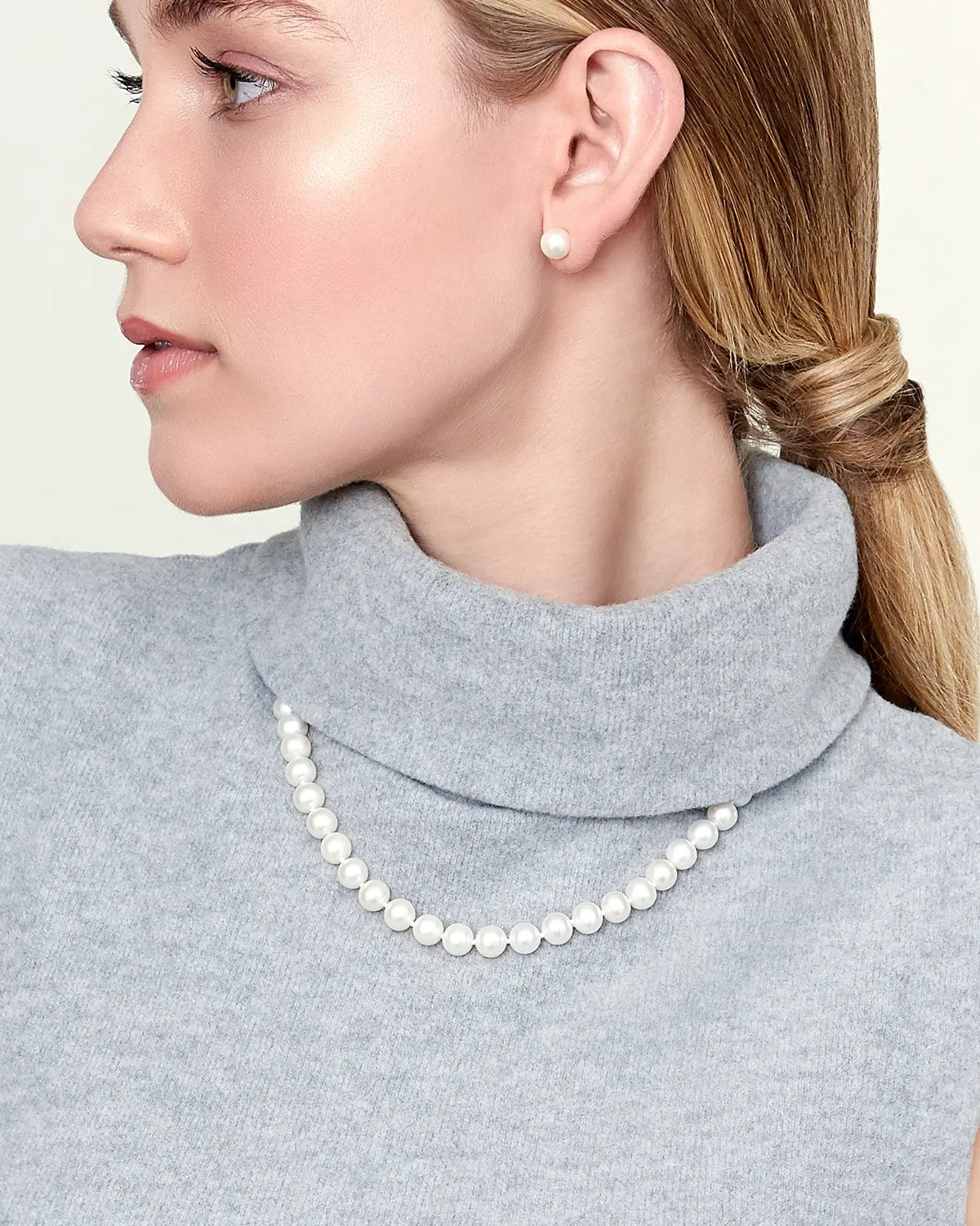 8.0-8.5mm Freshwater Pearl Necklace & Earrings