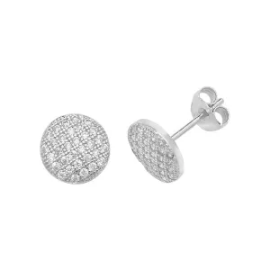 Acotis Silver Stud Earrings Round Zirconia G51092