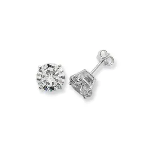 Acotis Silver Stud Earrings Round Zirconia G5140CZ