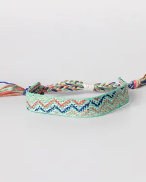 Adjustable Blue and Tan Woven Macrame Southwestern Style Festival Bracelet Coastal Cowgirl