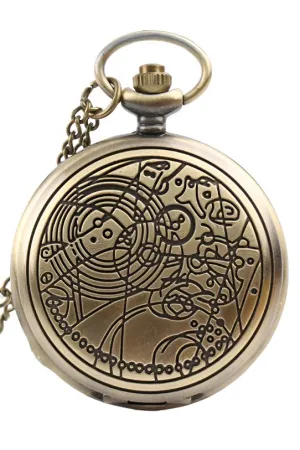 Alien Symbols Steampunk Pocket Watch on Necklace Chain