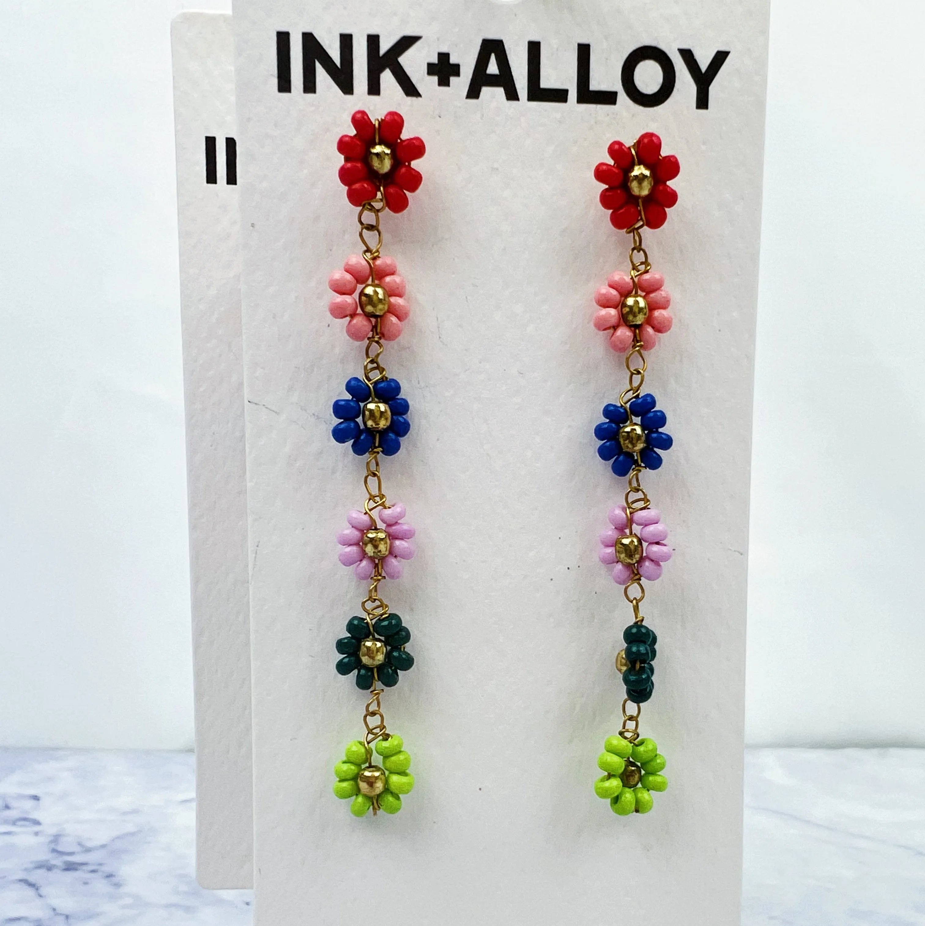 Amanda Multicolor Flower Beaded Dangle Earrings Rio