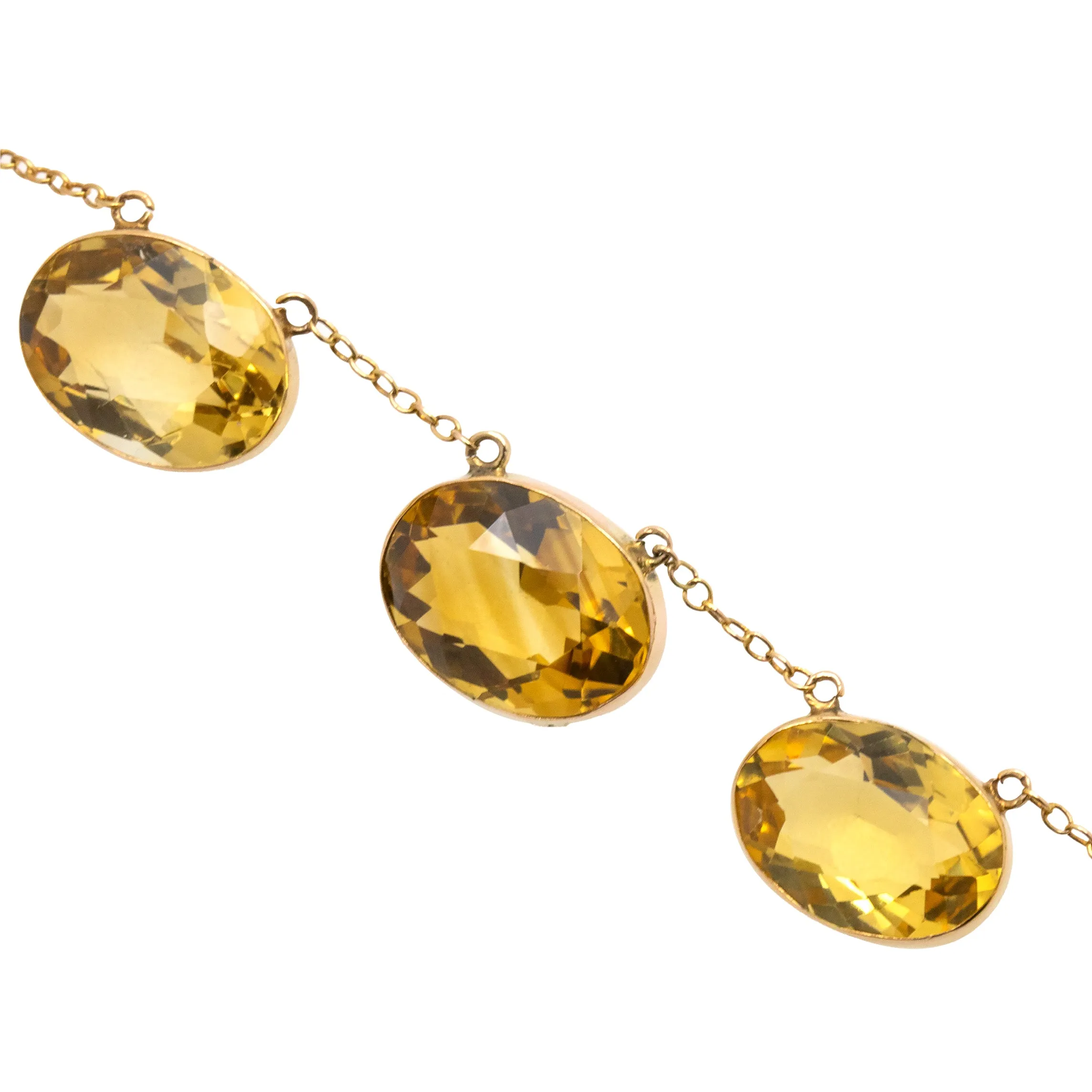 Antique 9ct Gold Citrine Fringe Necklace, 30.40ct.