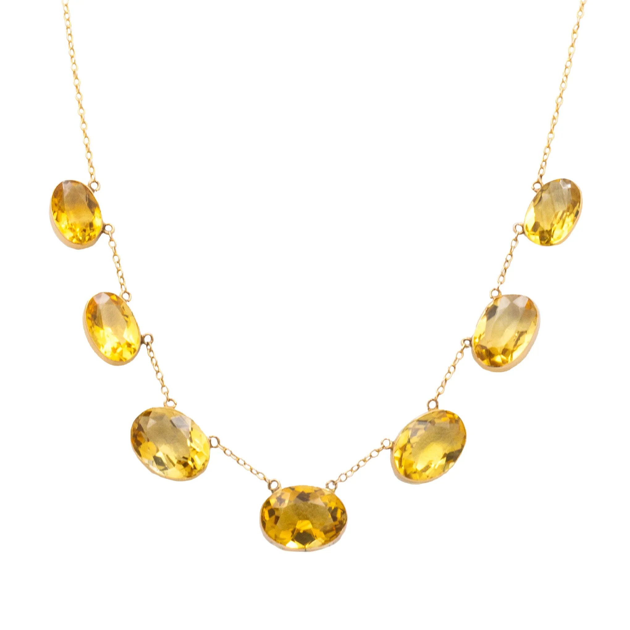 Antique 9ct Gold Citrine Fringe Necklace, 30.40ct.