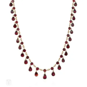 Antique garnet fringe rivière necklace