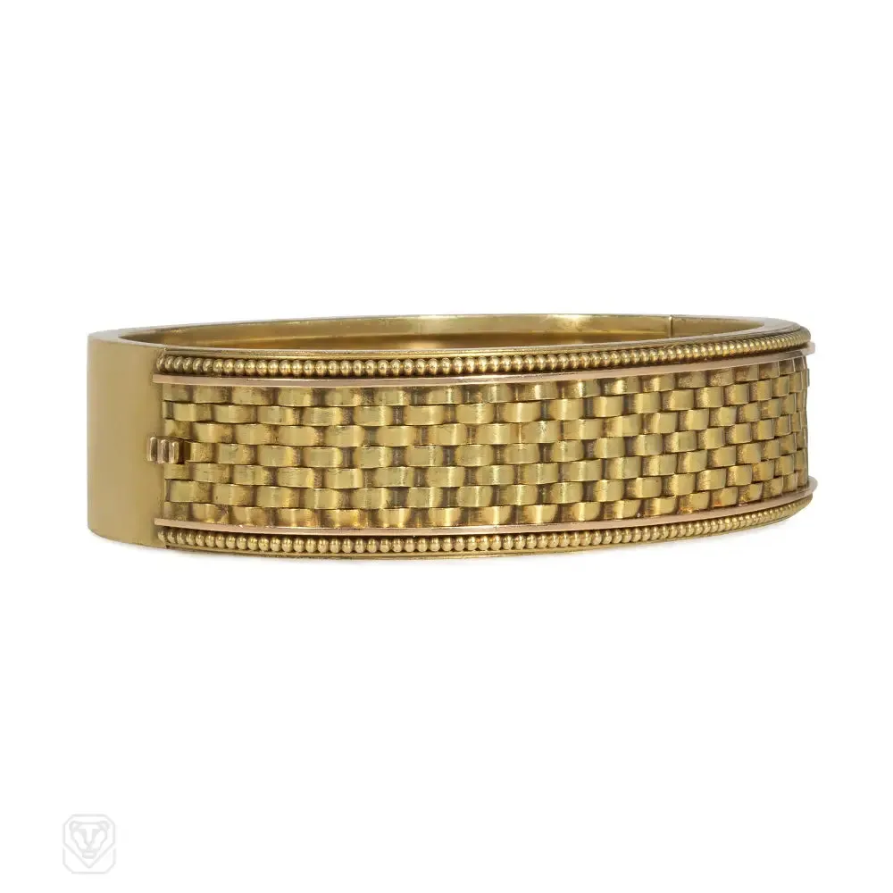 Antique gold basketweave bracelet