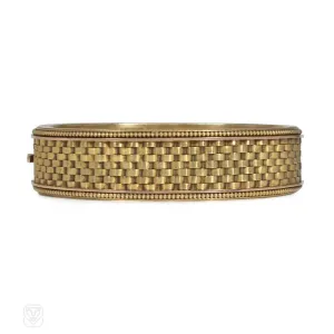 Antique gold basketweave bracelet