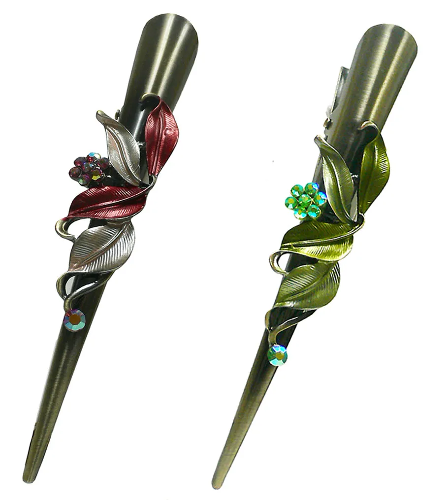 Bella Set of 2 Flower Alligator Clips Beakclips Duckbill Hairclips YY86155-1-2