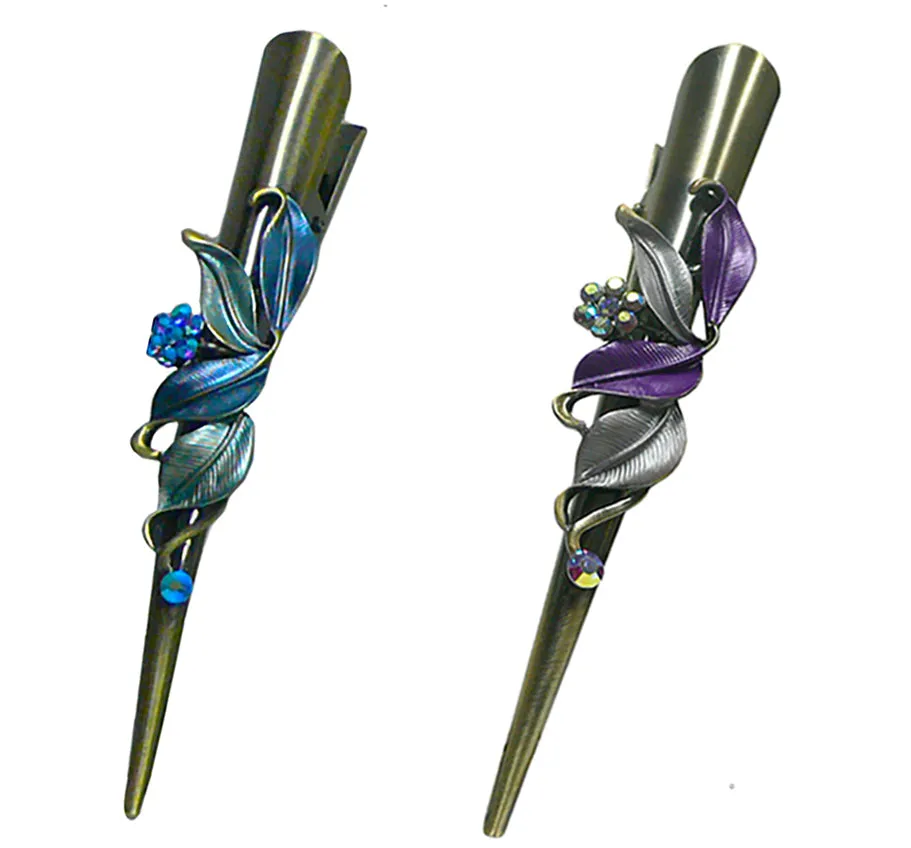 Bella Set of 2 Flower Alligator Clips Beakclips Duckbill Hairclips YY86155-1-2