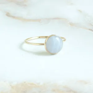 Blue Lace Agate Minimalist Round Ring 8mm