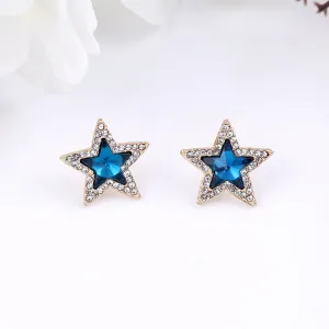 Blue Star Crystal Stud Earrings