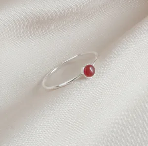 Carnelian Dainty Minimalist 4mm Ring