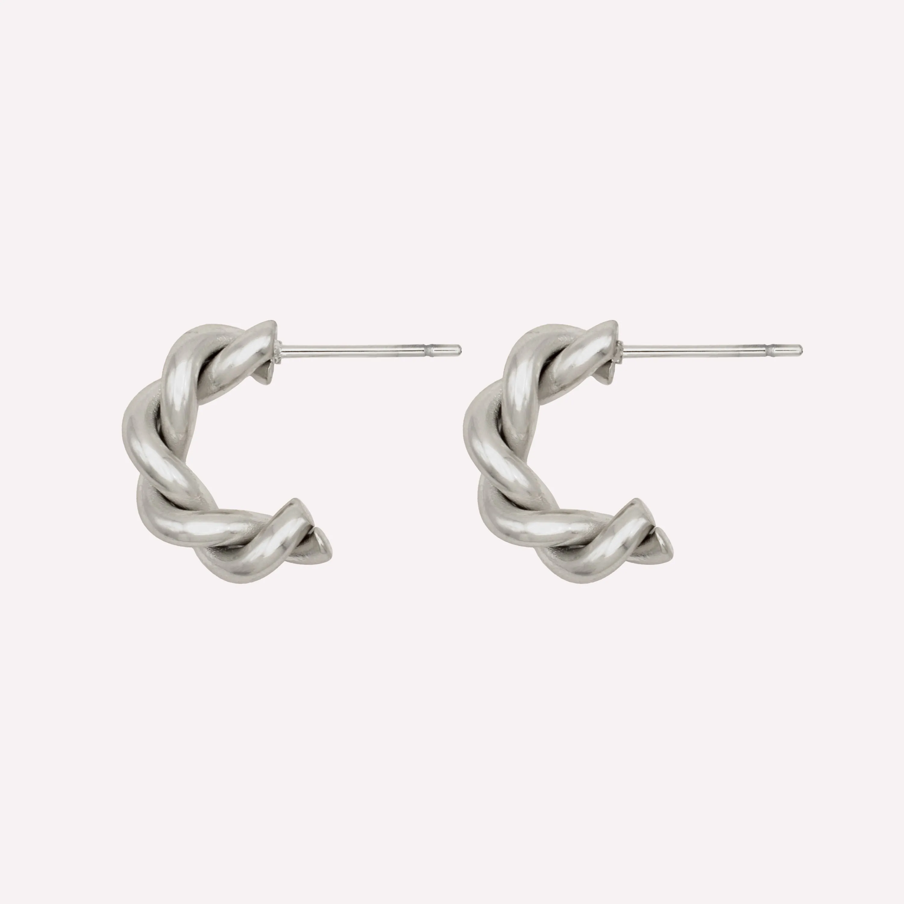 CHUNKY TWIST HUGGIE HOOP EARRINGS IN SILVER