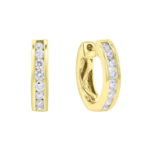 Classic Channel Diamond Huggie Hoop Earring 1/2 ct