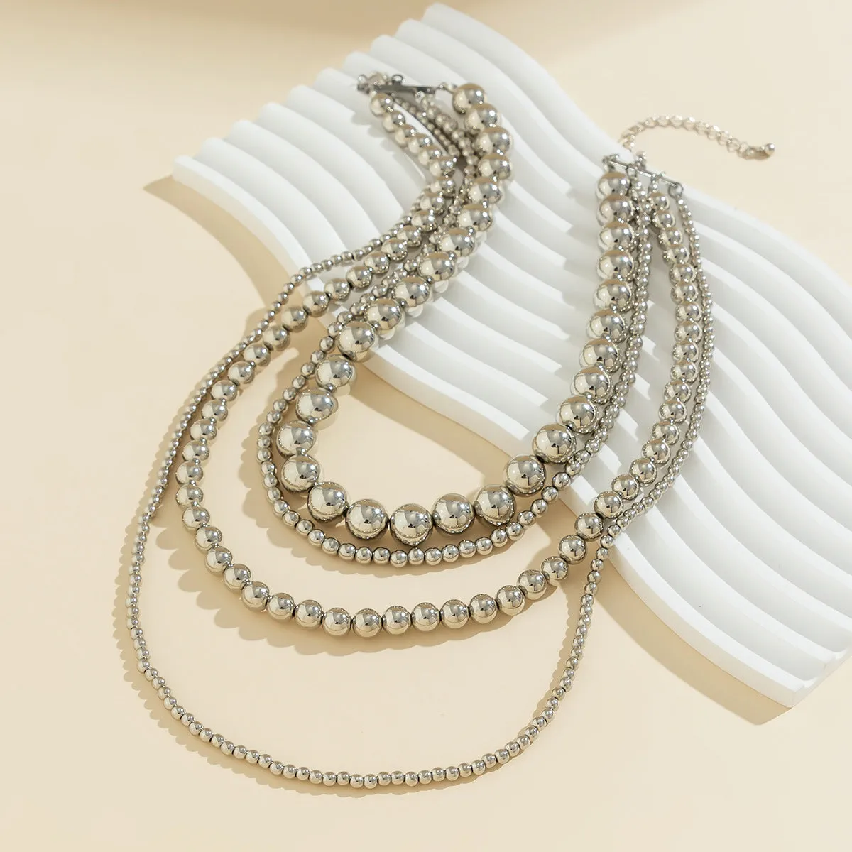 Cross-border Style Multi-Layered Bead stacked necklaces with niche style and detachable love-shaped personalized necklaces