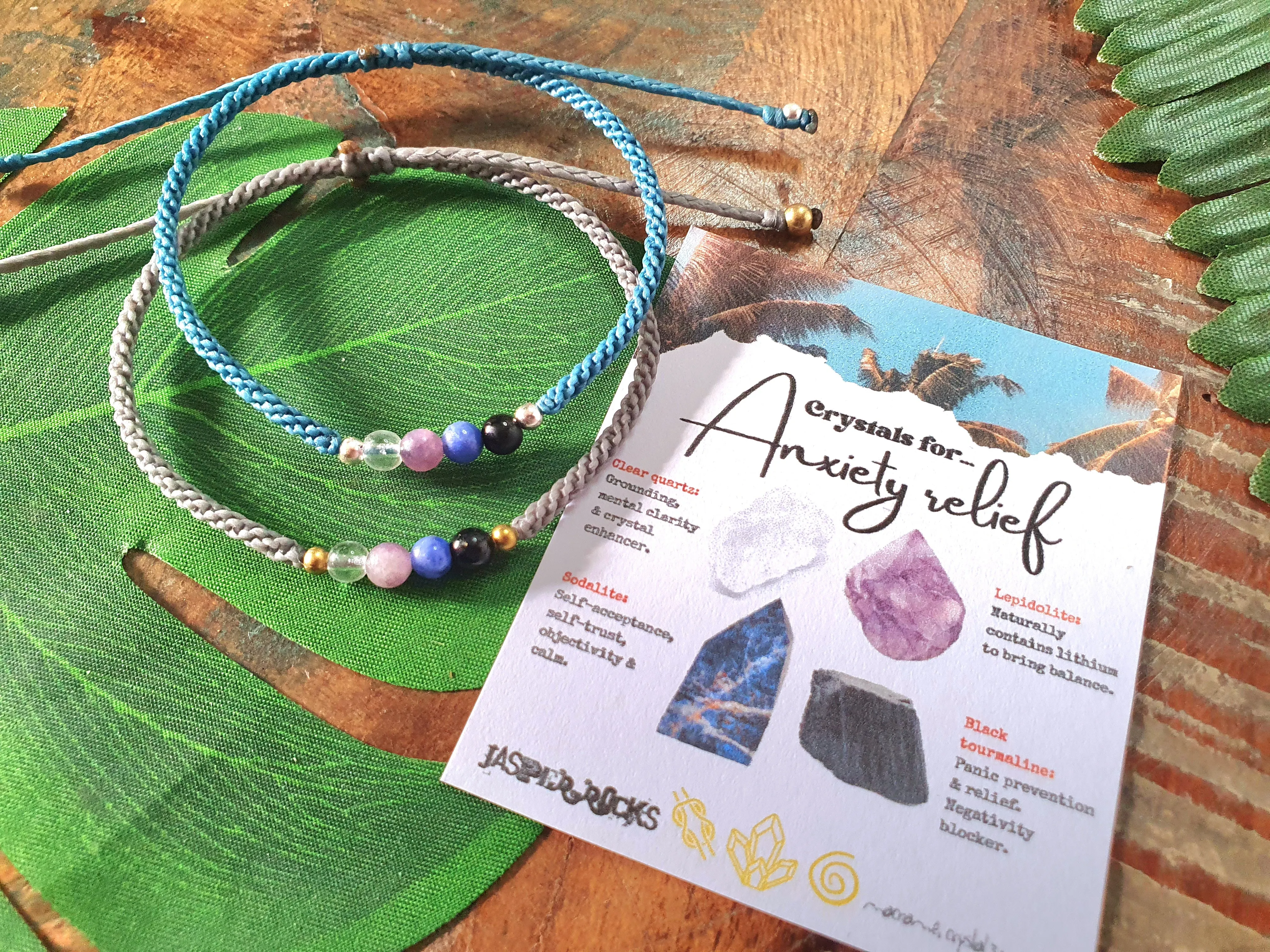 Crystals for anxiety, lepidolite sodalite anxiety healing calm crystal gemstone bracelet, chakra meditation bracelet, colorful macramé beads