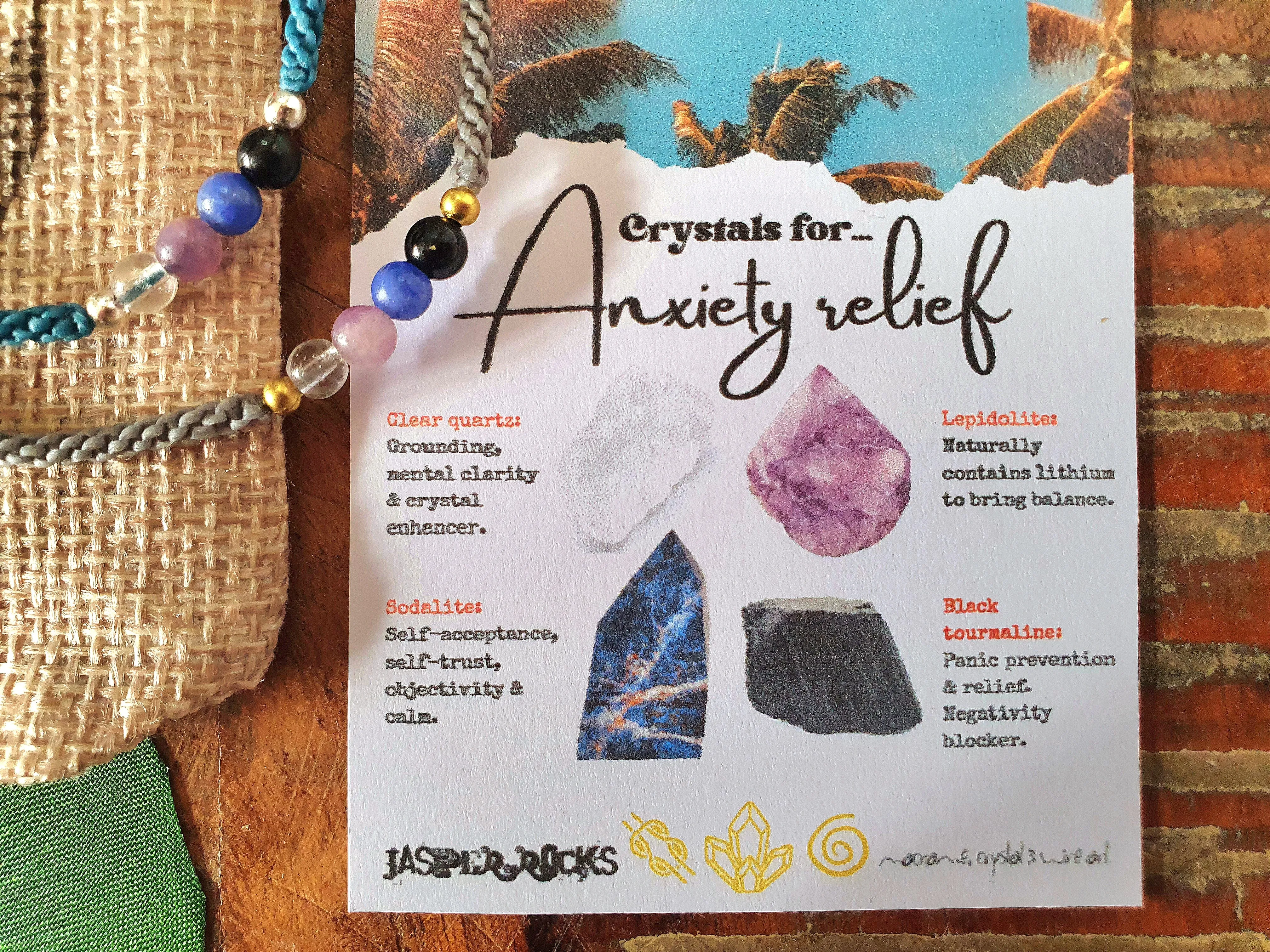 Crystals for anxiety, lepidolite sodalite anxiety healing calm crystal gemstone bracelet, chakra meditation bracelet, colorful macramé beads