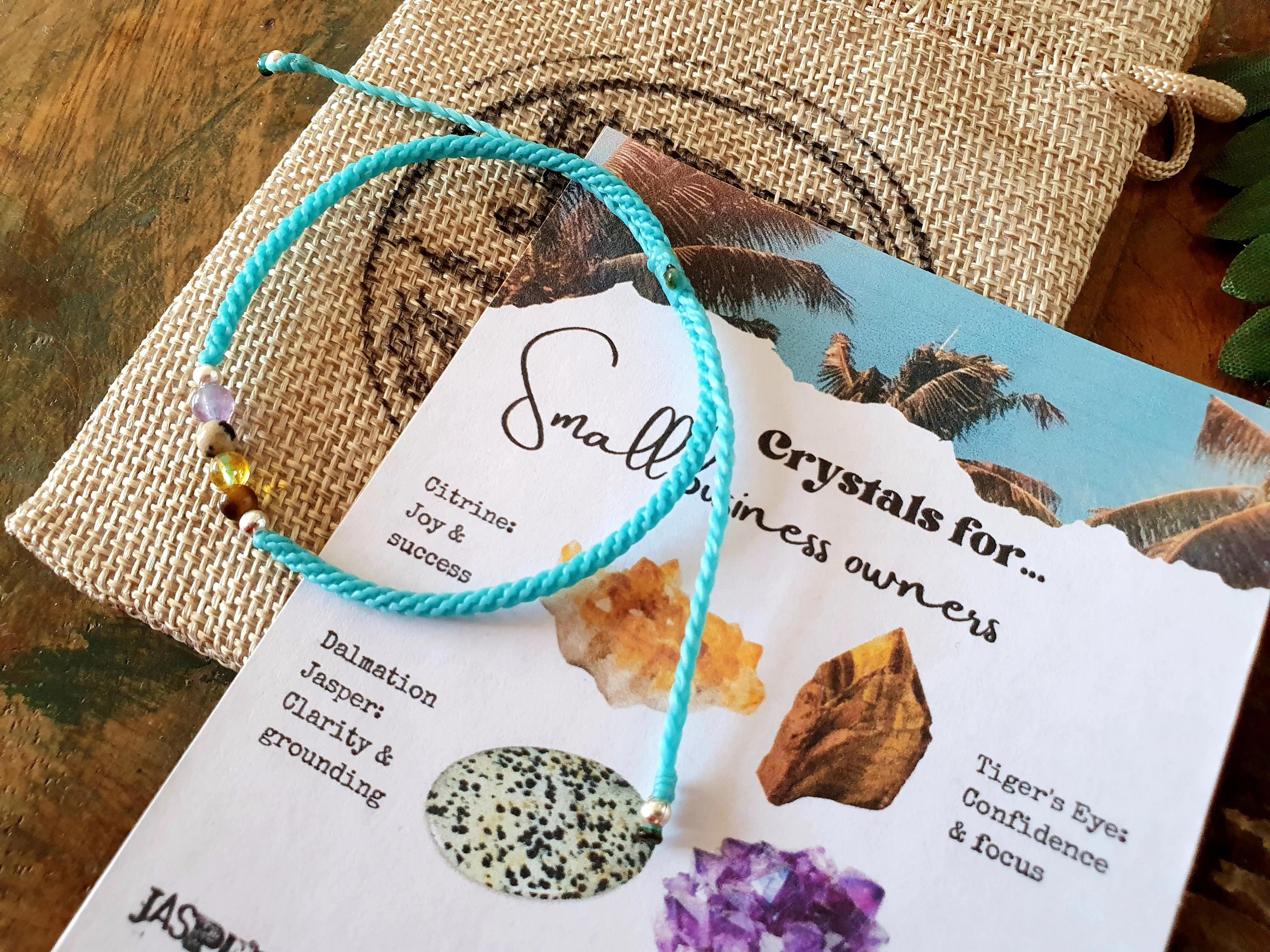 Crystals for small business owner, gift for small business owner, bracelet for small business owner, custom colour macrame bracelet