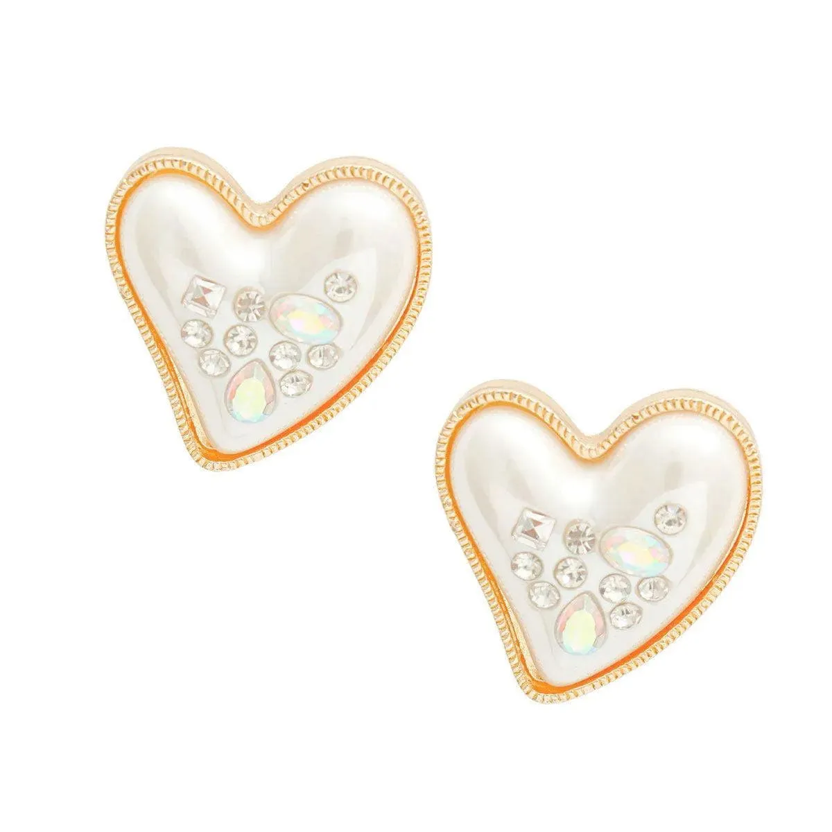 Dazzle with Every Wear: Pearlised Heart Gold Earrings You'll Adore