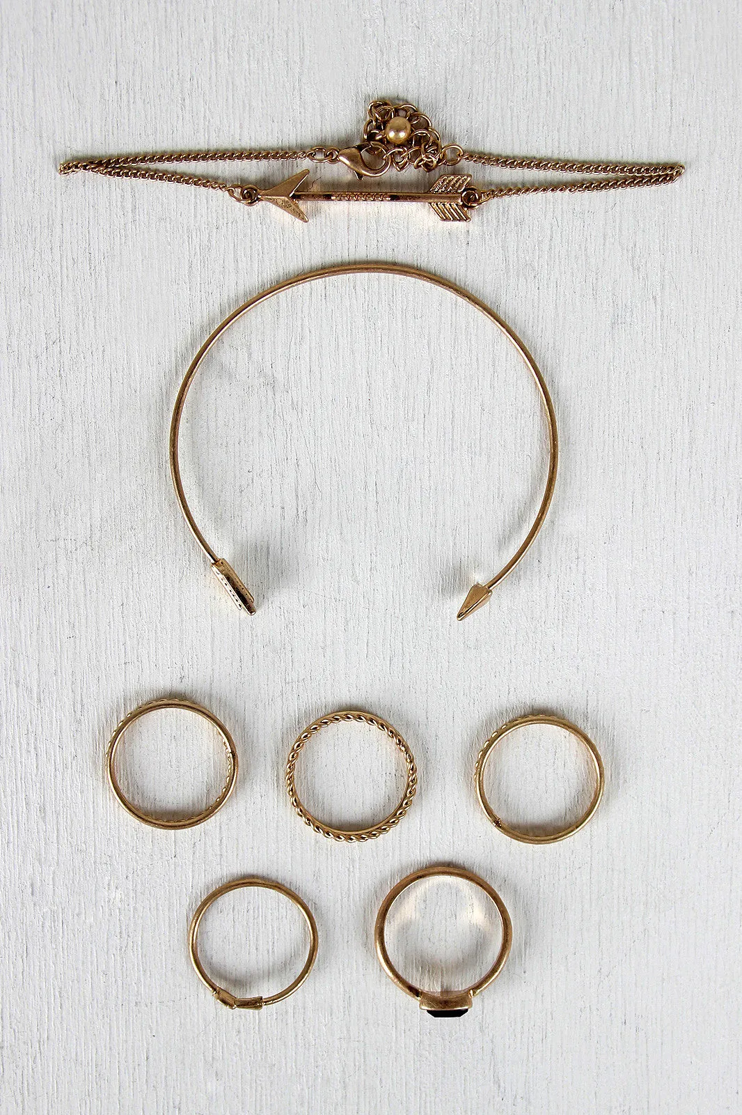 Delicate Arrow Bracelet And Ring Set