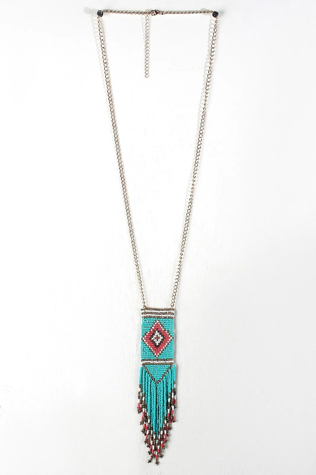 Diamond Beaded Fringe Pendant Necklace