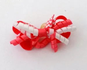 Dog Hair Accessories- Hot Pink   White Chevron Party Bow