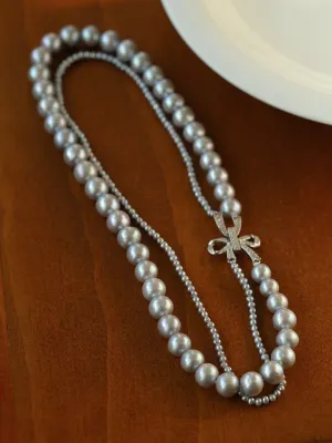 Double-Layer Freshwater Gray Pearl Necklace