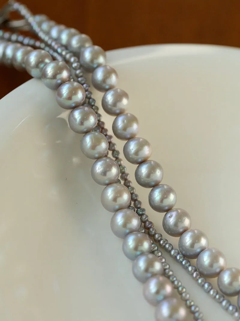 Double-Layer Freshwater Gray Pearl Necklace