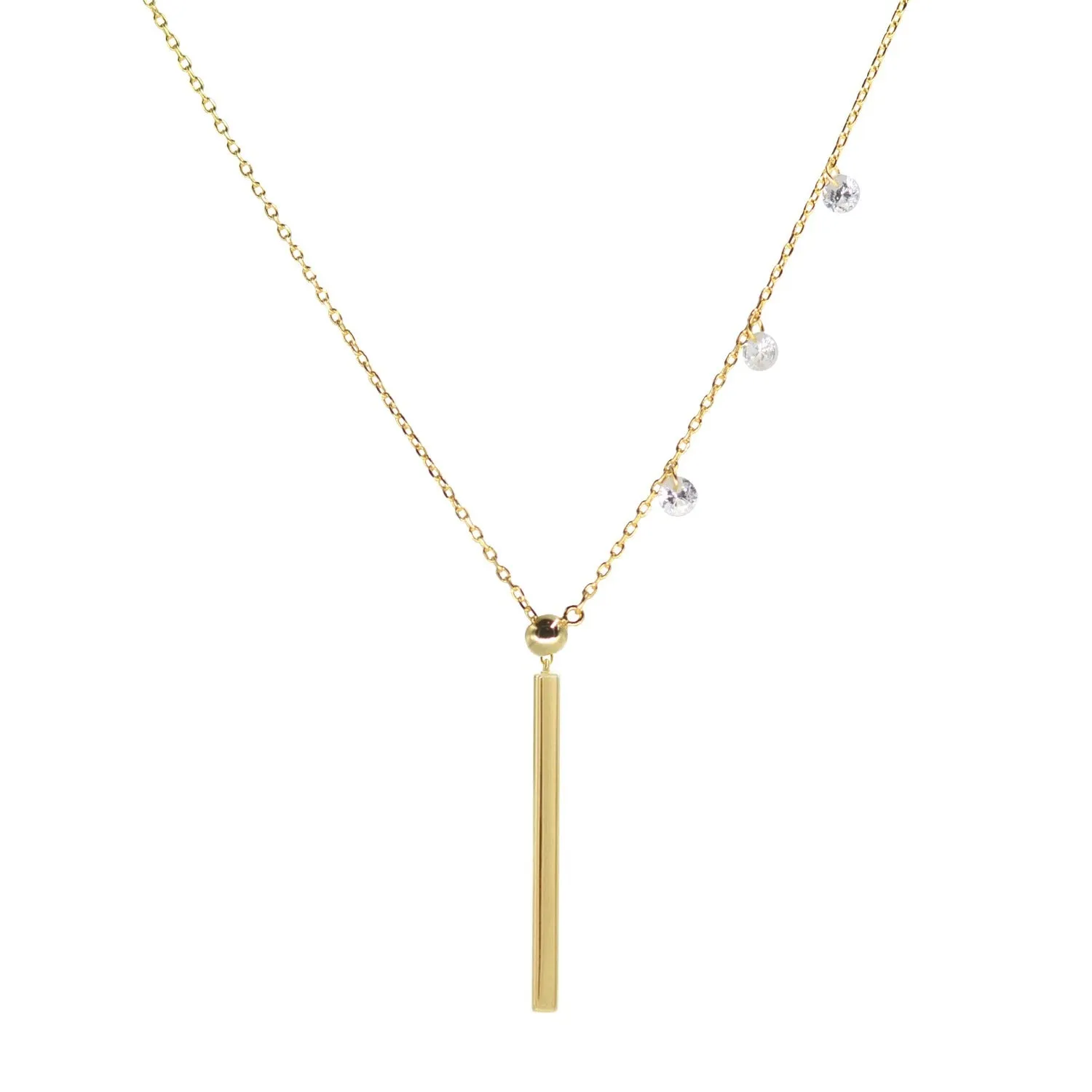 Double Slider Lariat Necklace With Long Bar