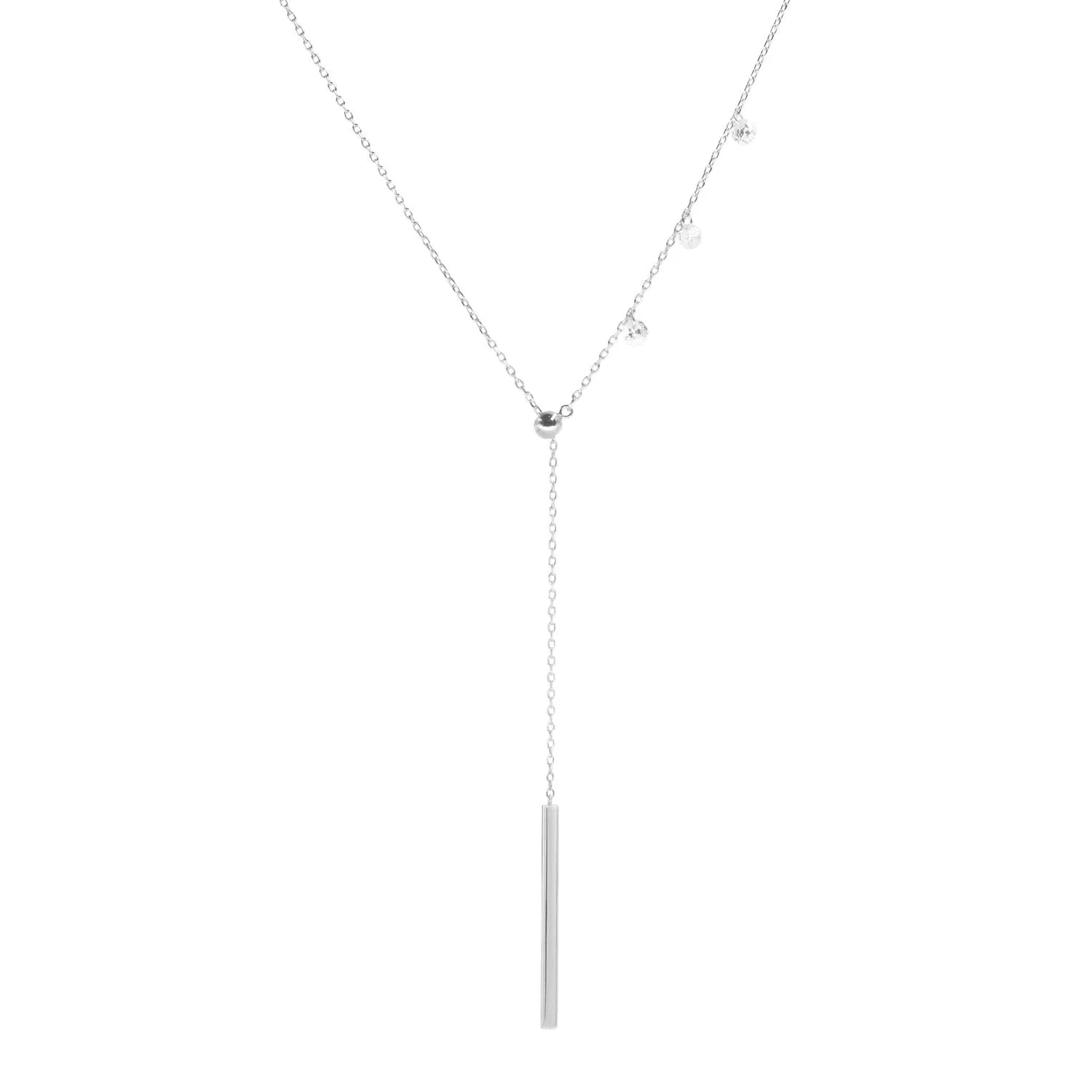 Double Slider Lariat Necklace With Long Bar