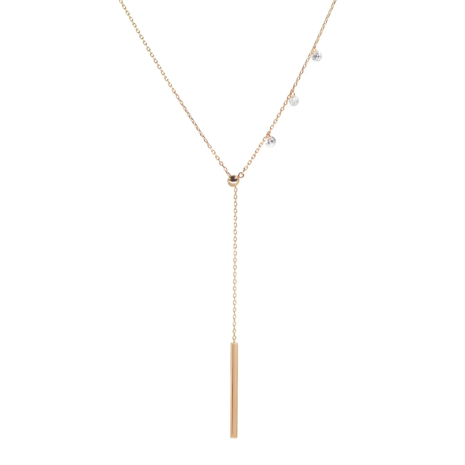 Double Slider Lariat Necklace With Long Bar