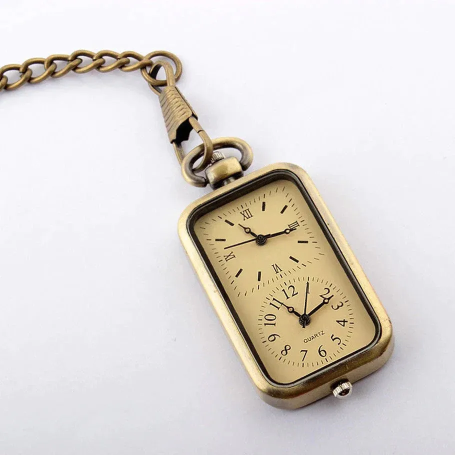 Double Time Exquisite Mini Size Pendant Pocket Watch for Men and Women