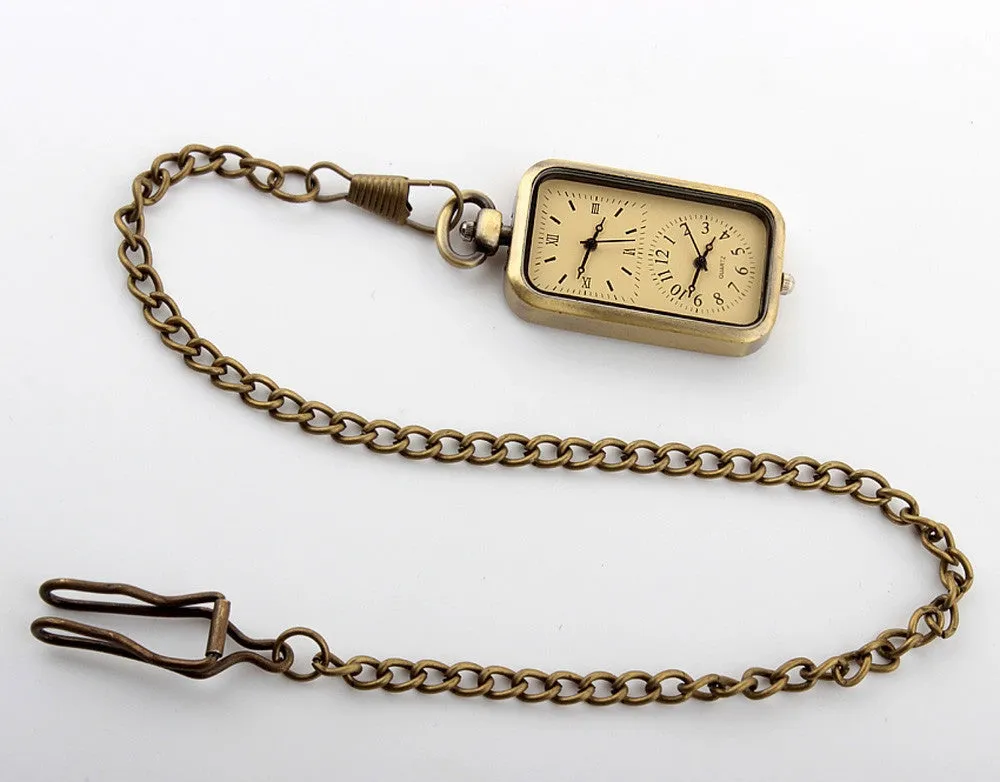 Double Time Exquisite Mini Size Pendant Pocket Watch for Men and Women