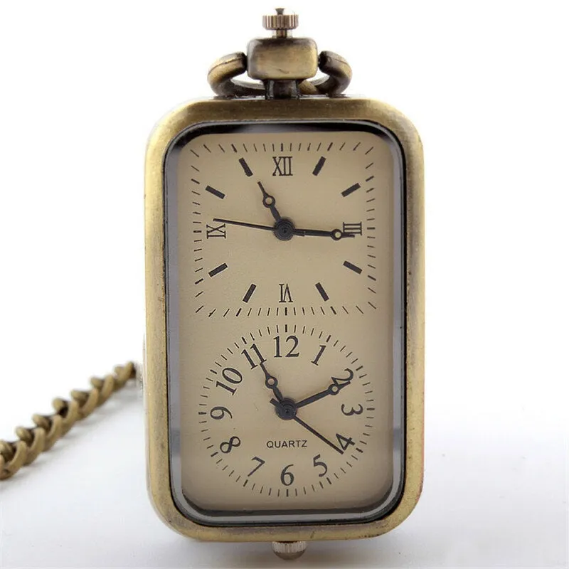 Double Time Exquisite Mini Size Pendant Pocket Watch for Men and Women