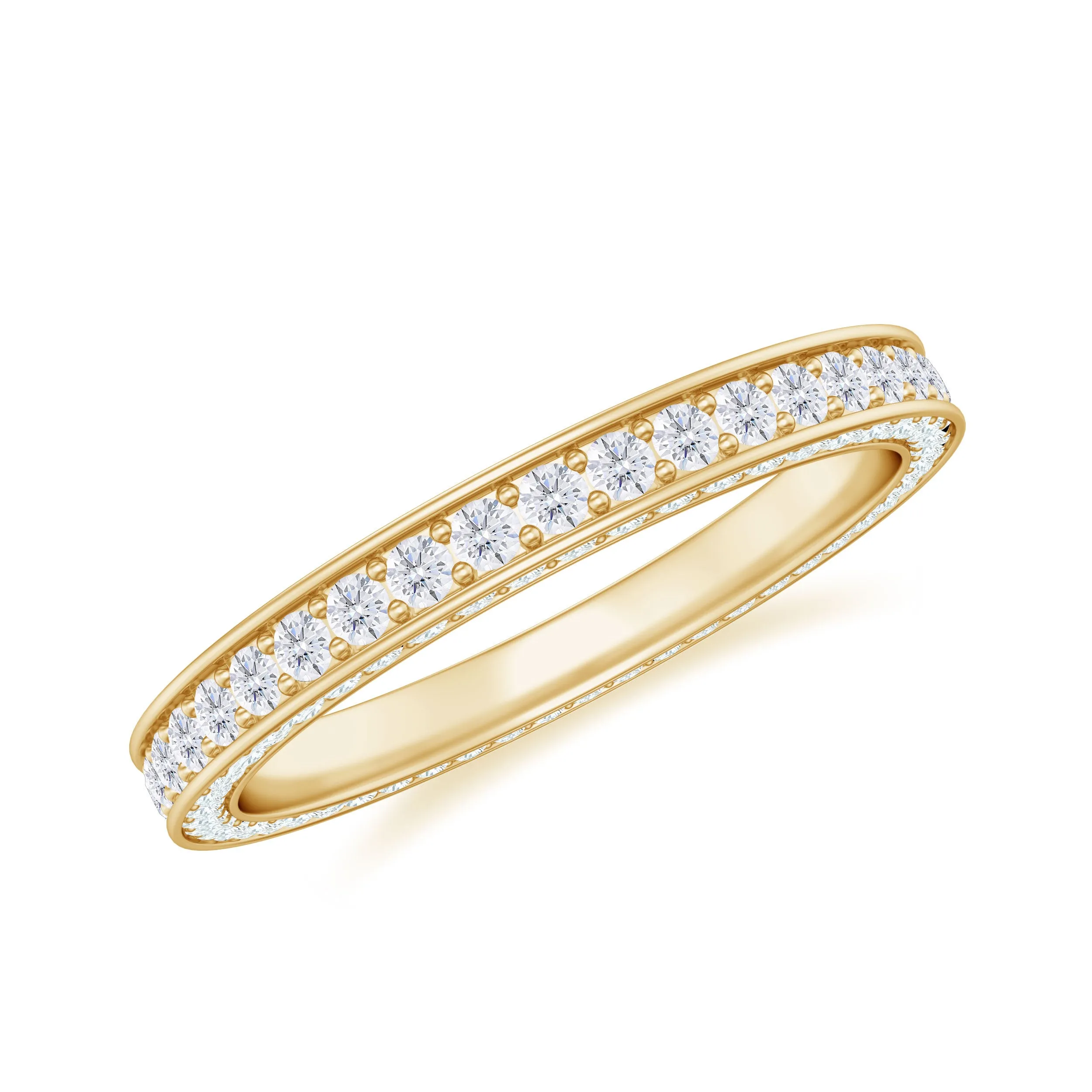 Elegant Simulated Diamond Minimalist Wedding Band Ring in Gold