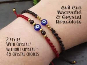 Evil eye crystal bracelet, HALLOWEEN macrame braided seeing eye gemstone bracelet, personalised protection band, woo woo witchy bracelet