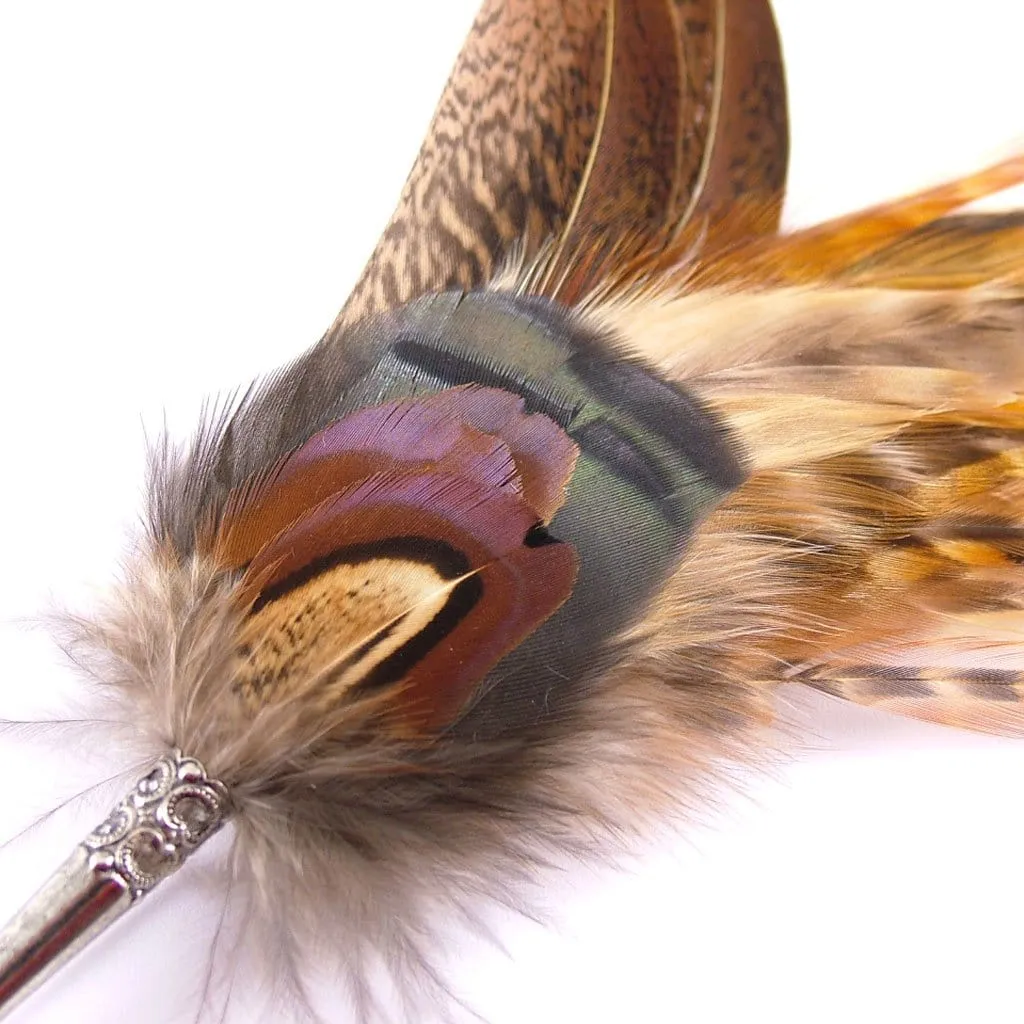 Feather Hat Pin - Gamebird Feathers