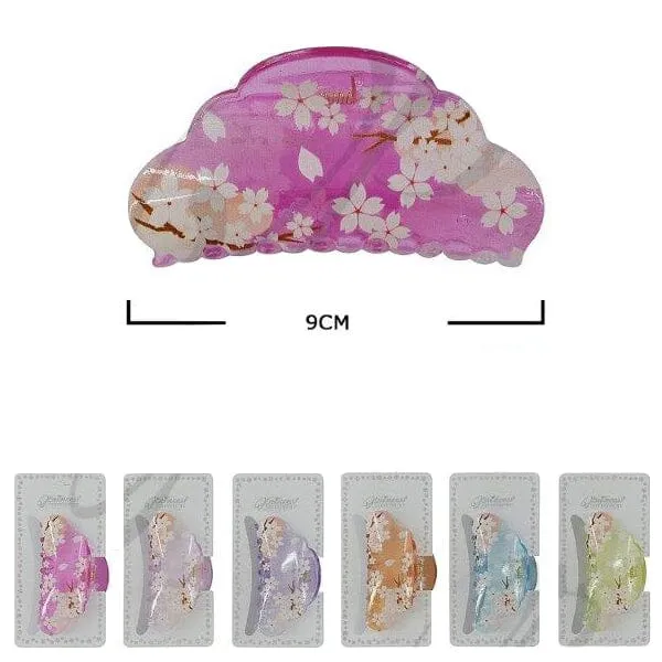 Flower Printed Hair Jaw Clips 10844M (12 units)