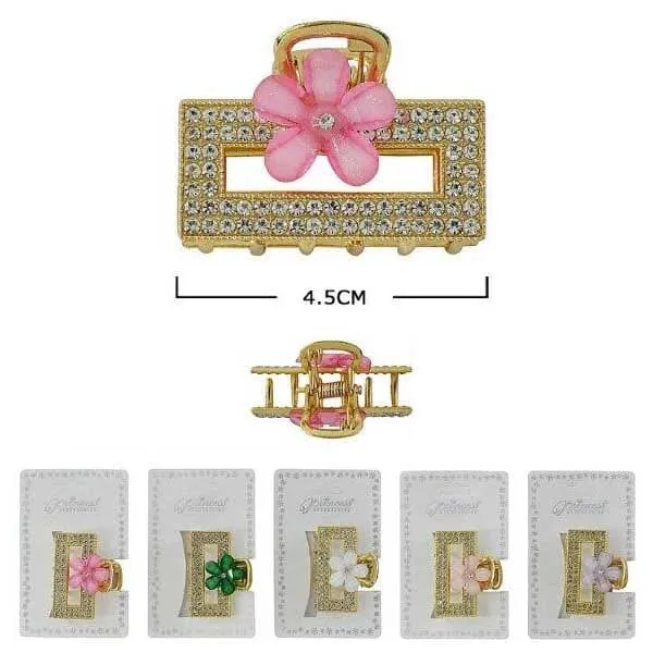 Flower Rhinestone Hair Jaw Clip 10131M (12 units)