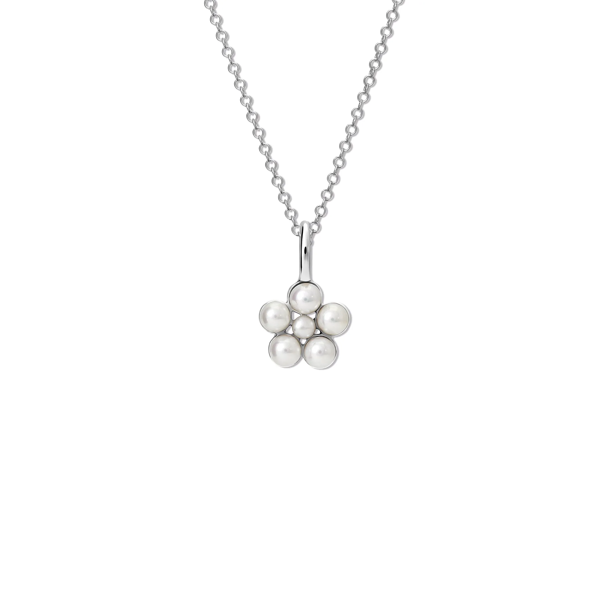 Forget Me Not Necklace Pendant Silver - Pearl