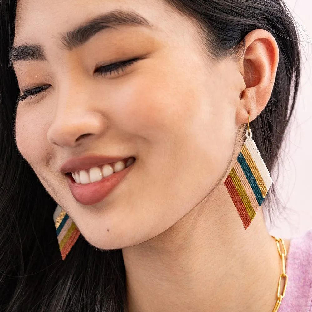 Frida Diagonal Uniform Stripes Beaded Earrings