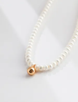 Gold Bead Pendant Pearl Necklace